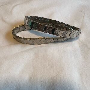 Chevron Silver Stretch Bracelets set of 2